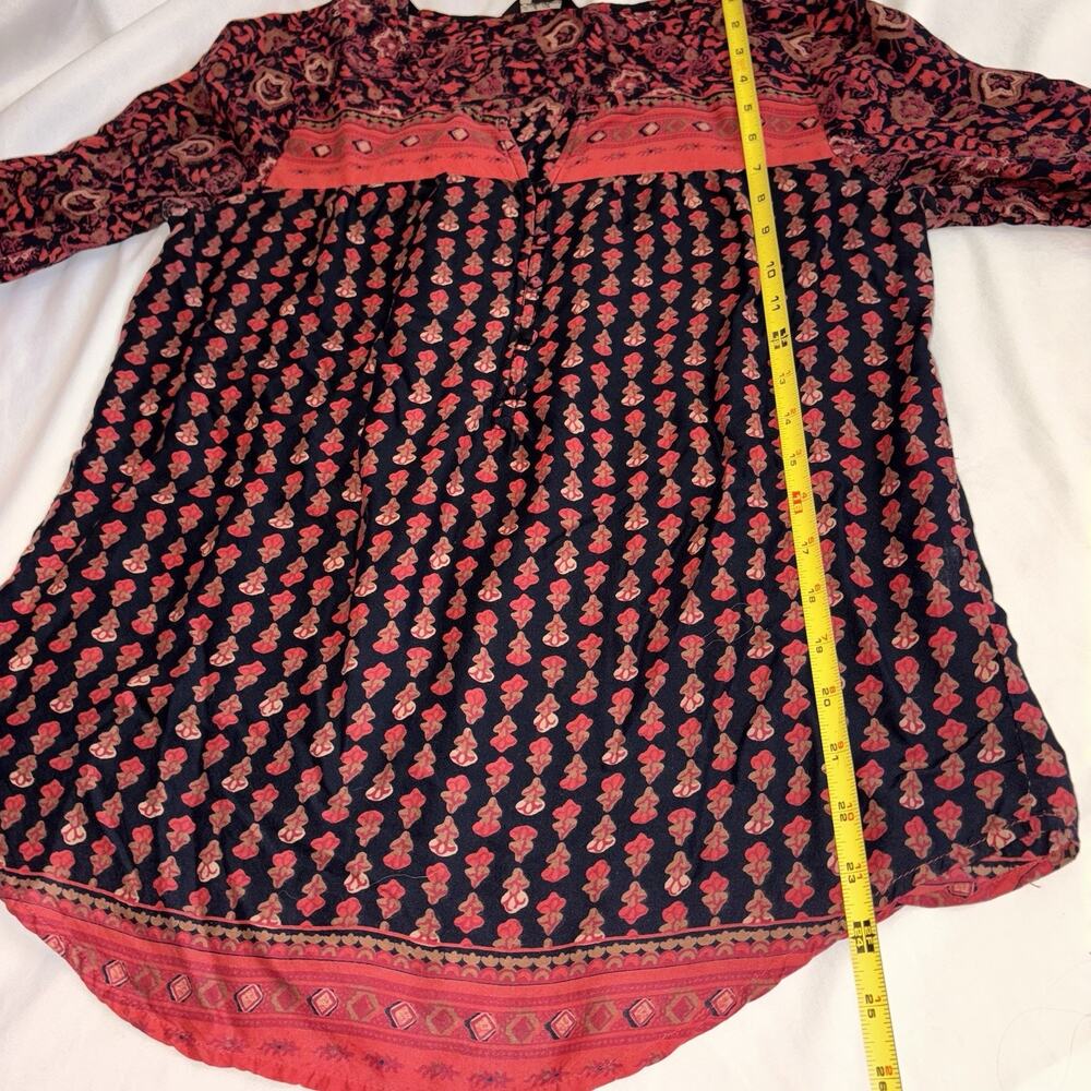 Lucky Brand Blouse Women's Size Medium Boho Festival V-Neck Sheer Cottage - Picture 11 of 11